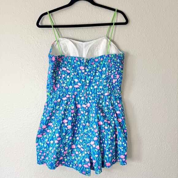 Vintage Seawaves Blue & Pink Floral Swimsuit Romper Size 8 - Picture 3 of 9